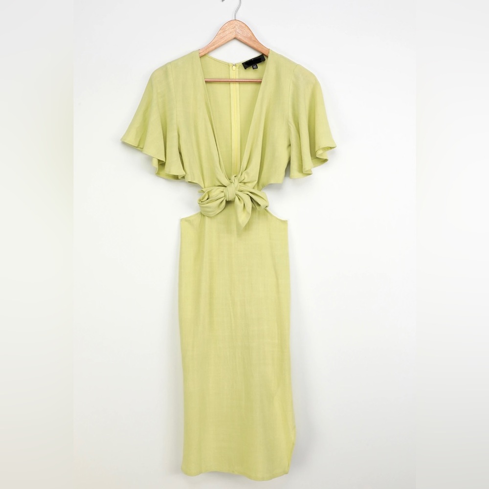 Linen Cut Out Midi Dress